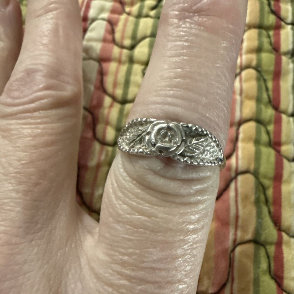 Vintage Sterling Silver Coleman Co Rose Ring Sz 9 - Picture 6 of 9